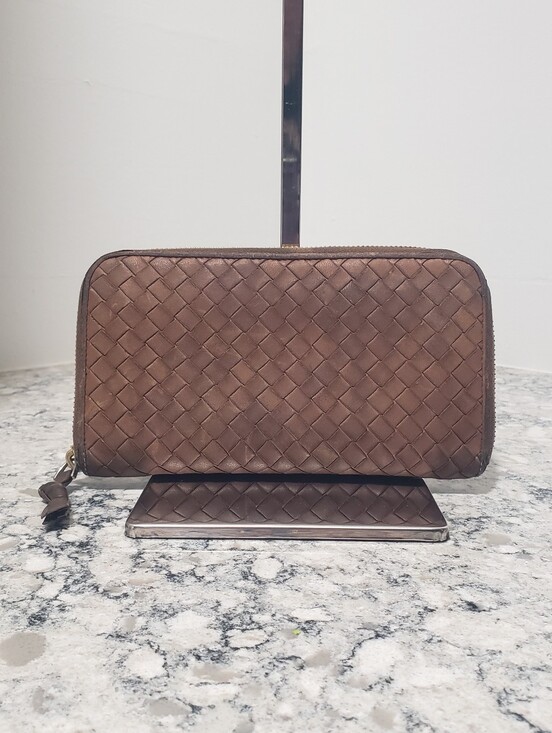 Bottega Veneta Handbags - Bottega Veneta Intrecciato Woven Nappa Leather Zip Around Wallet